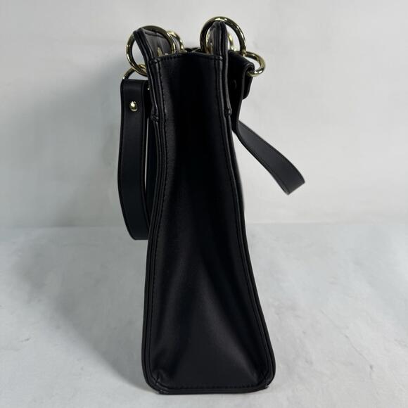 HARRODS LONDON Large Black Tote Shoulder Bag Gold Tone Hardware - Picture 5 of 9